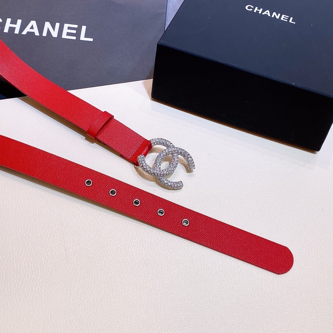 Chanel Belt With Beaded Buckle Red