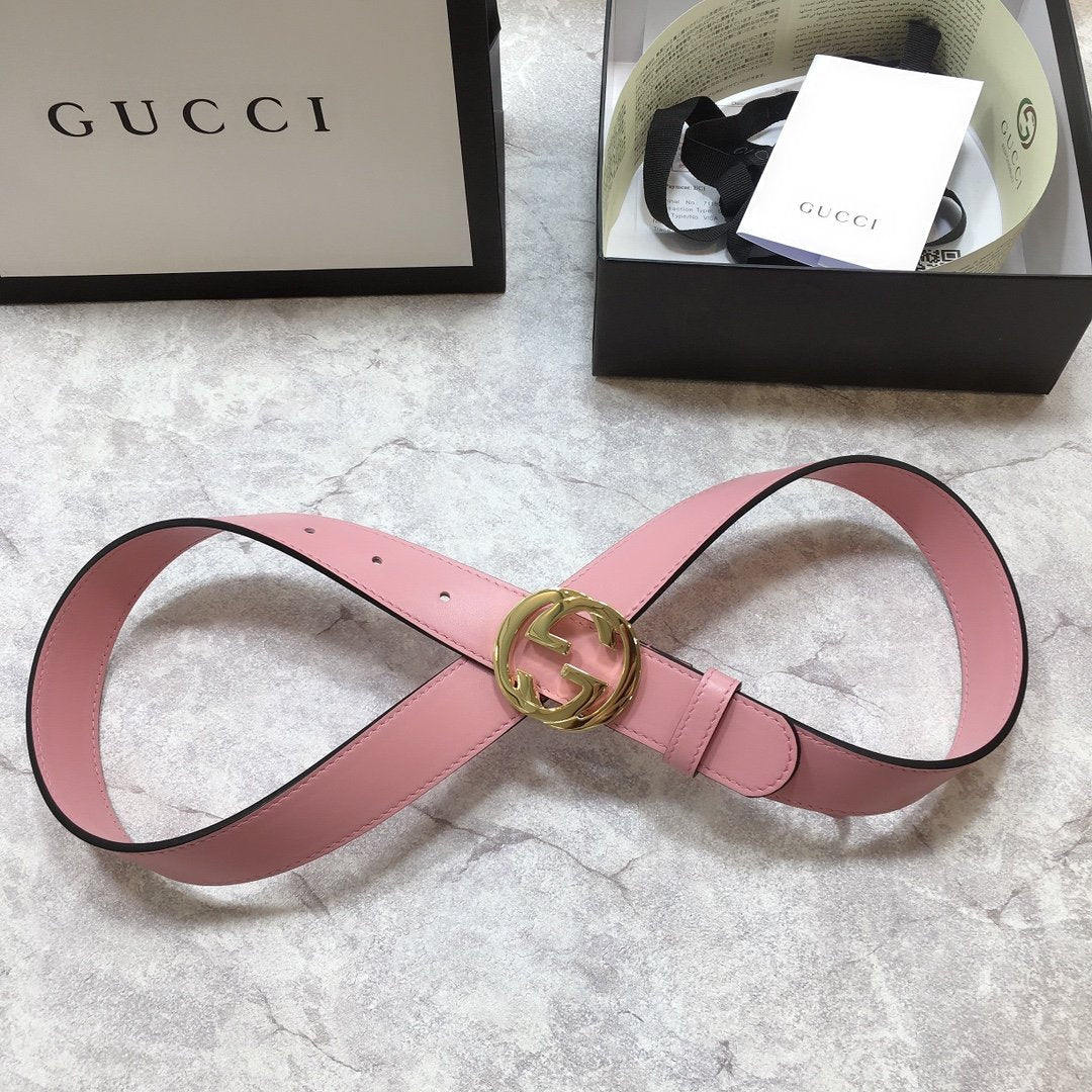 Gucci Belt With Double G Buckle Pink