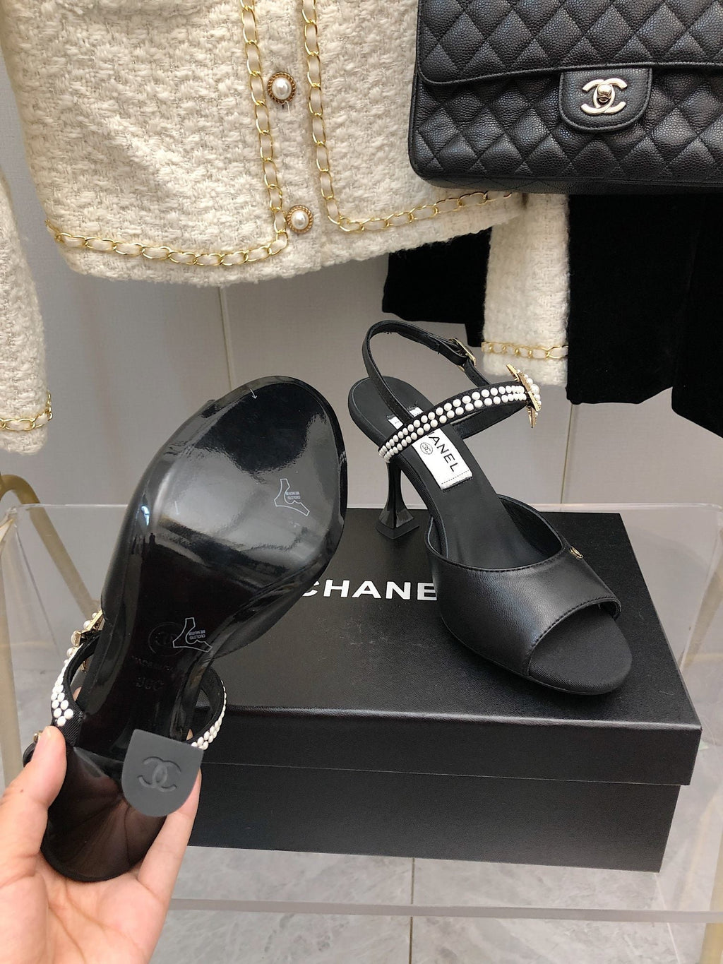 Chanel Open Shoes Black
