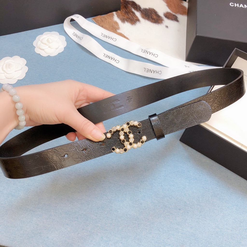 Chanel Belt With Beaded Buckle Brown