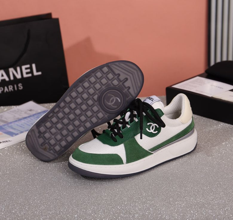 Chanel Trainers Sneakers White/Dark Green
