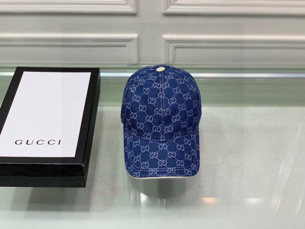 Gucci Canvas Baseball Cap with Web Blue