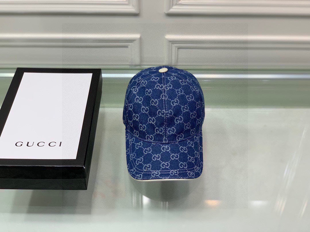 Gucci Canvas Baseball Cap with Web Blue