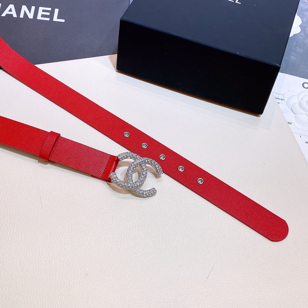 Chanel Belt With Beaded Buckle Red