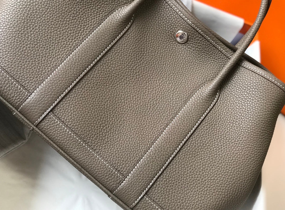 Hermes Garden Party 30cm Bag Dark Grey