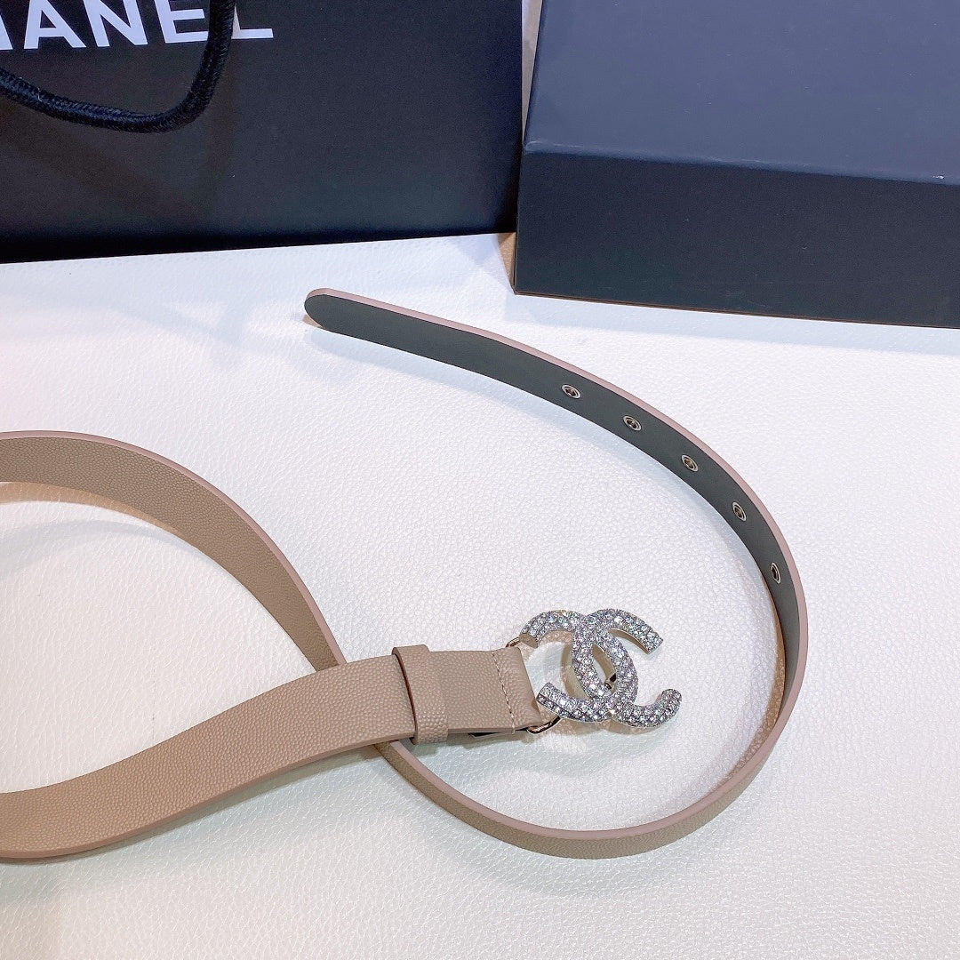 Chanel Belt With Beaded Buckle Beige
