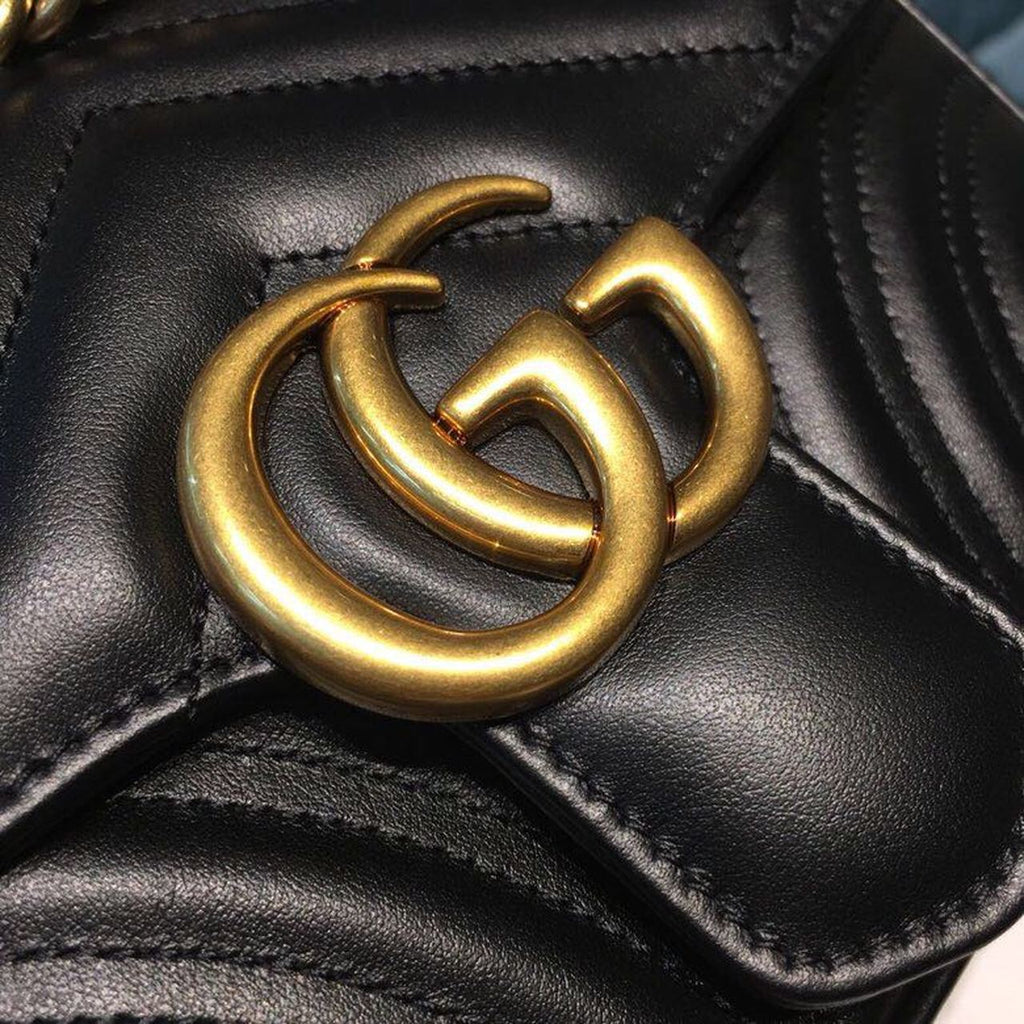 Gucci GG Marmont Matelass? Mini Bag 22cm 446744 Calfskin Leather Spring/Summer Collection Black