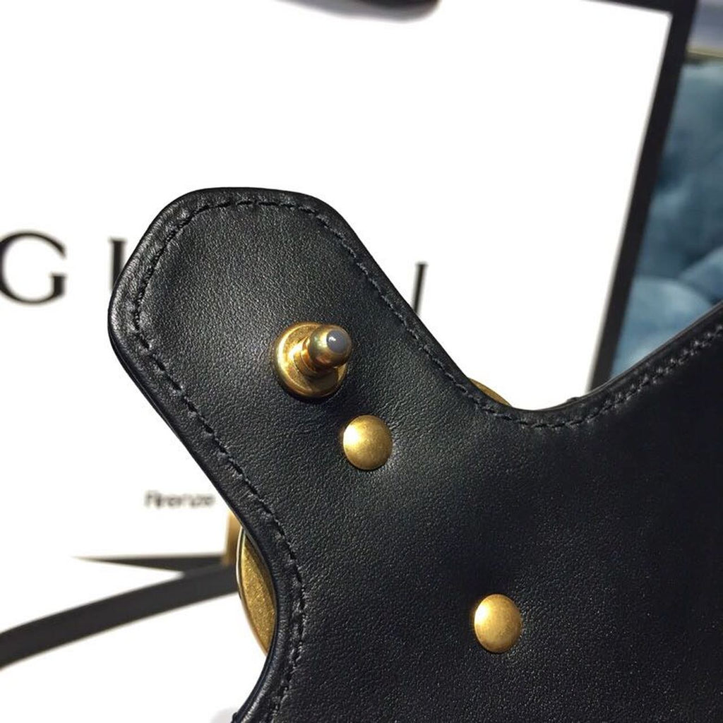 Gucci GG Marmont Matelass? Mini Bag 22cm 446744 Calfskin Leather Spring/Summer Collection Black