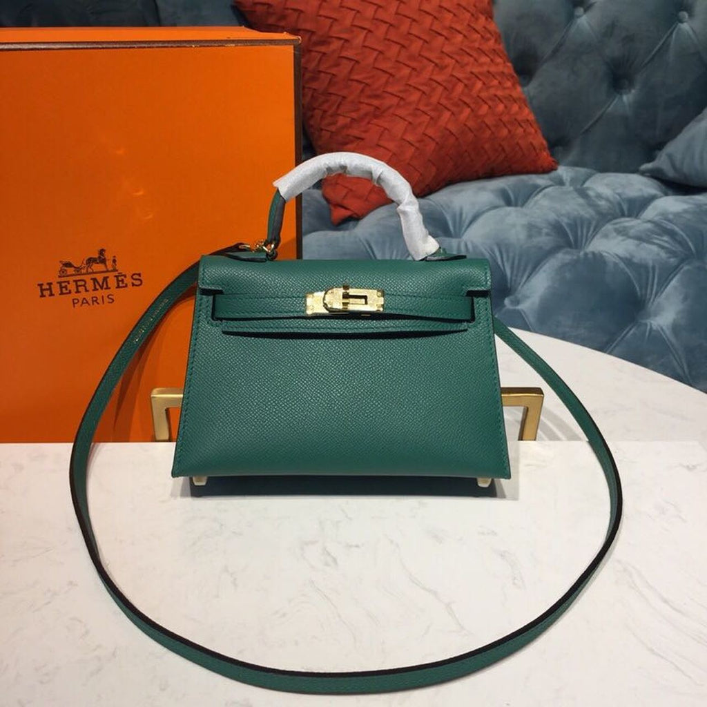Hermes Mini Kelly 20cm Epsom Bag Dark Green