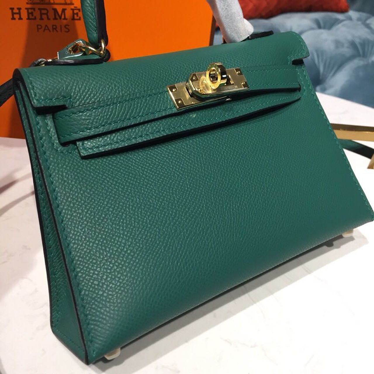 Hermes Mini Kelly 20cm Epsom Bag Dark Green
