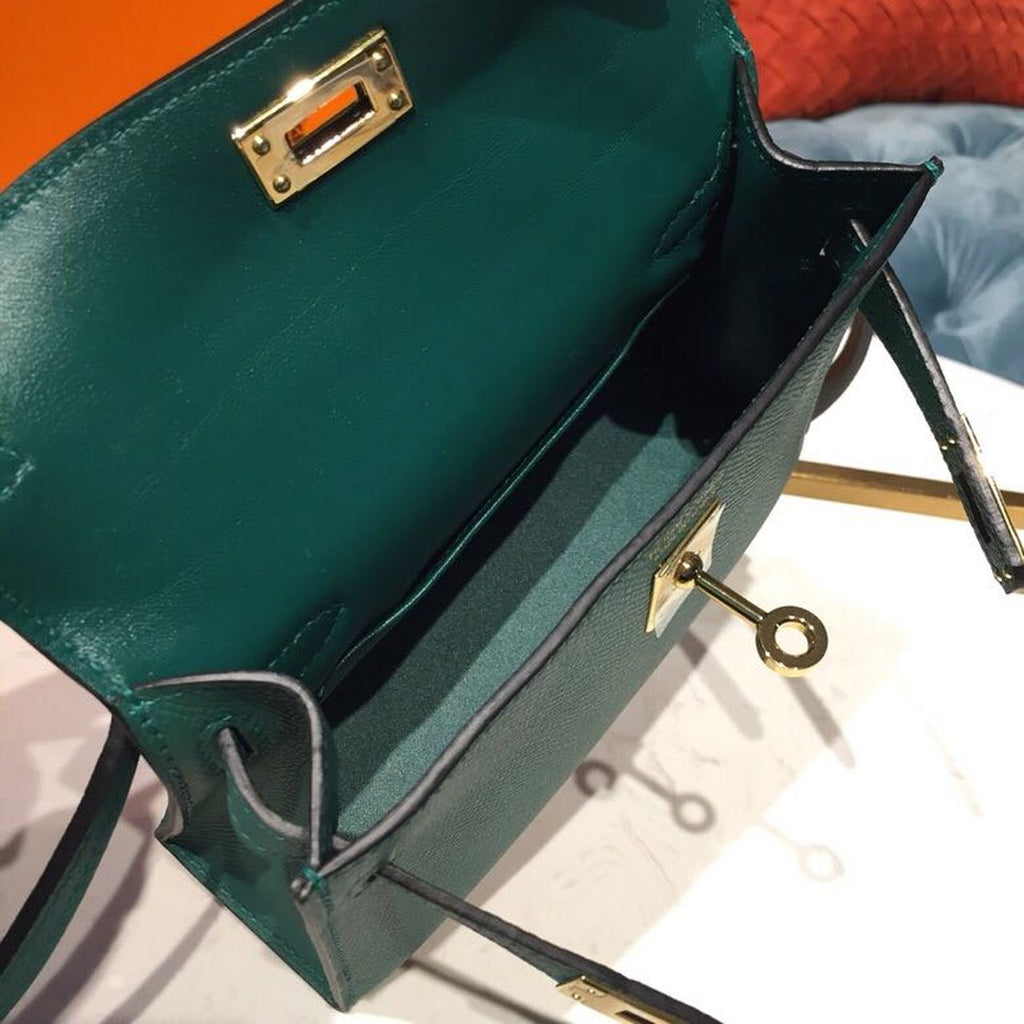 Hermes Mini Kelly 20cm Epsom Bag Dark Green