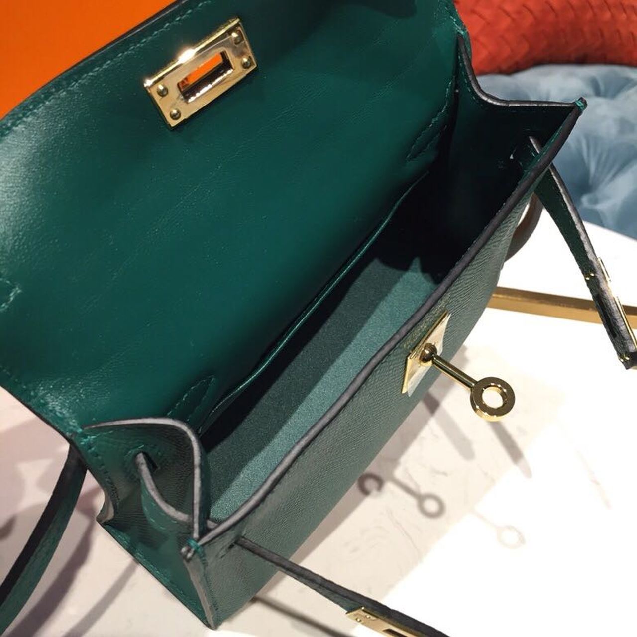 Hermes Mini Kelly 20cm Epsom Bag Dark Green