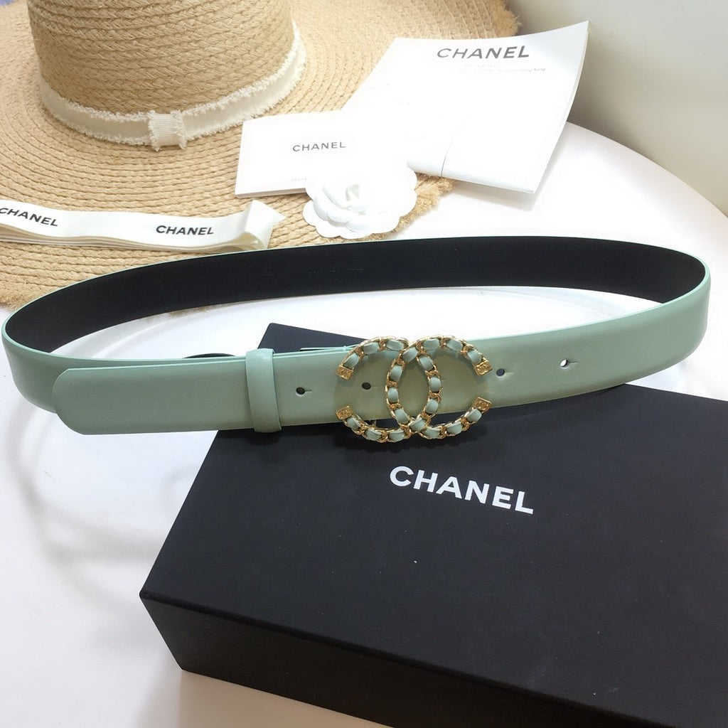 Chanel Belt With Double C Buckle Jade Green