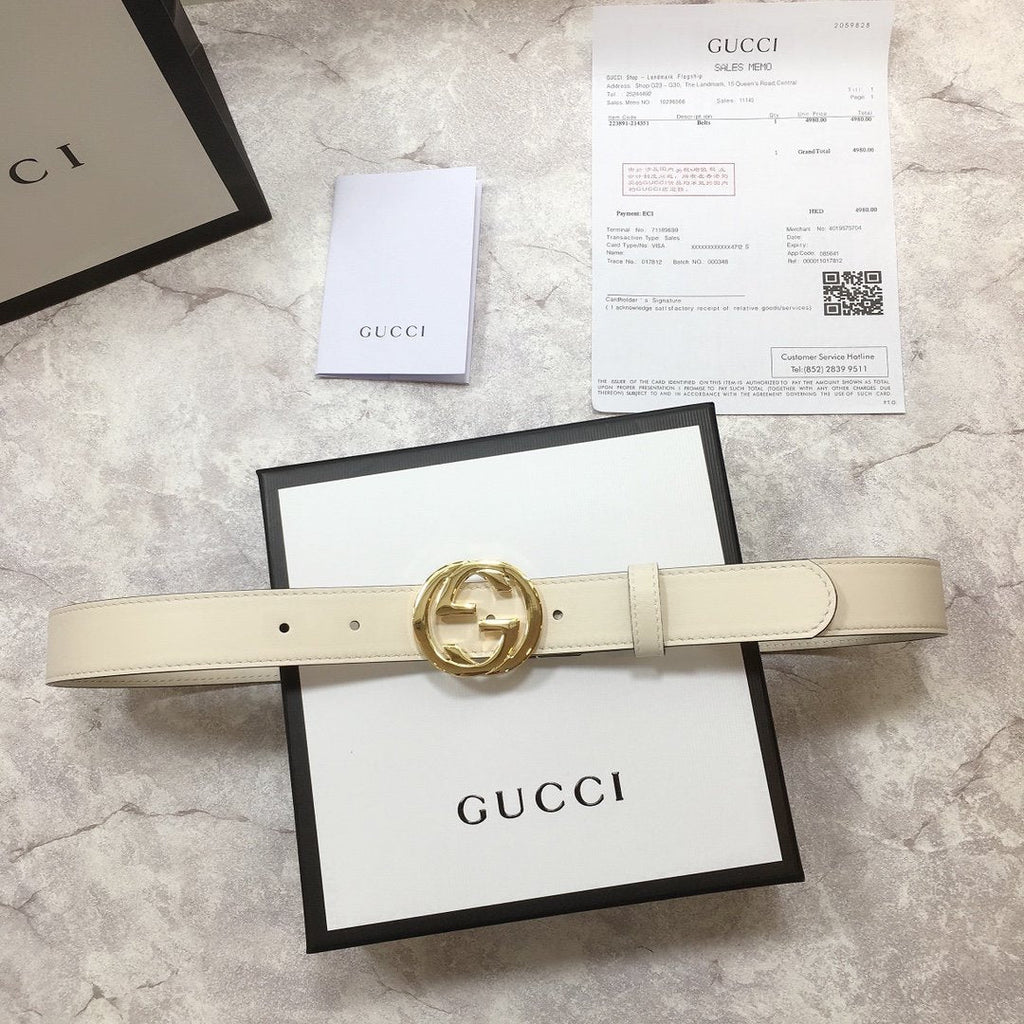 Gucci Belt With Double G Buckle White