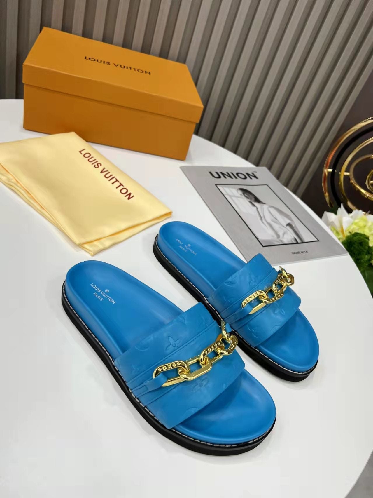 Louis Vuitton Unset Flat Comfort Mule Blue