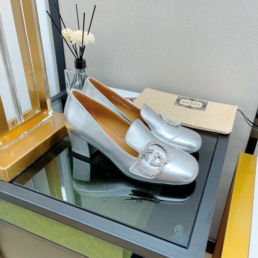 Gucci Mid-heel Pump With Horsebit Silver