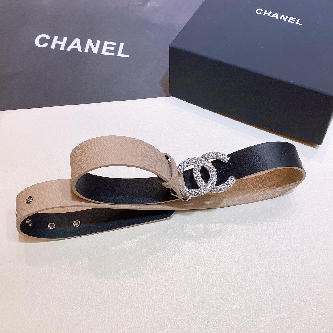 Chanel Belt With Beaded Buckle Beige