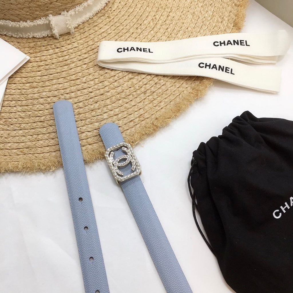 Chanel Belt With Double C Buckle Light Blue