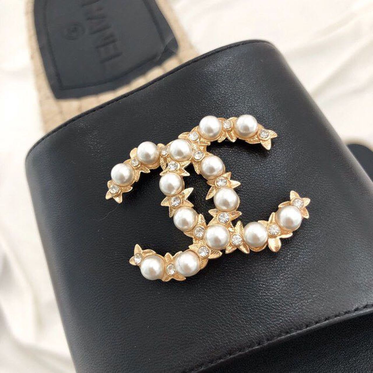 Chanel CC Jewel Logo Espadrille Mules Lambskin Leather Spring/Summer Collection Black