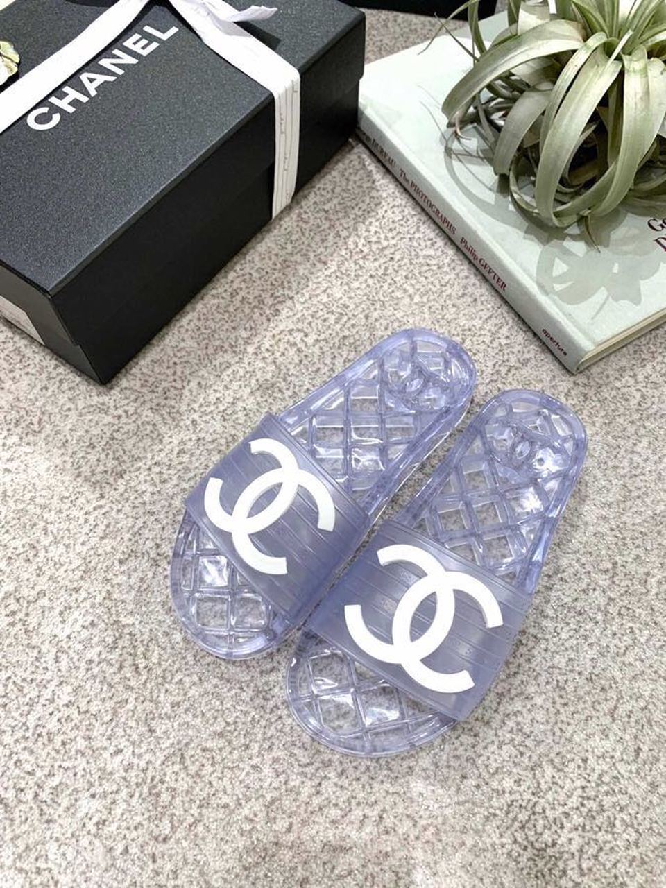 Chanel Chanel Glossy Transparent CC Logo PVC Pool Mules/Slides Spring/Summer Collection Clear