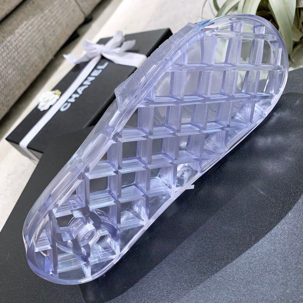 Chanel Chanel Glossy Transparent CC Logo PVC Pool Mules/Slides Spring/Summer Collection Clear