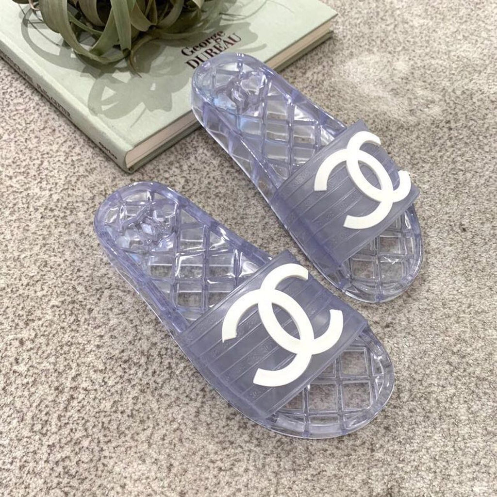Chanel Chanel Glossy Transparent CC Logo PVC Pool Mules/Slides Spring/Summer Collection Clear