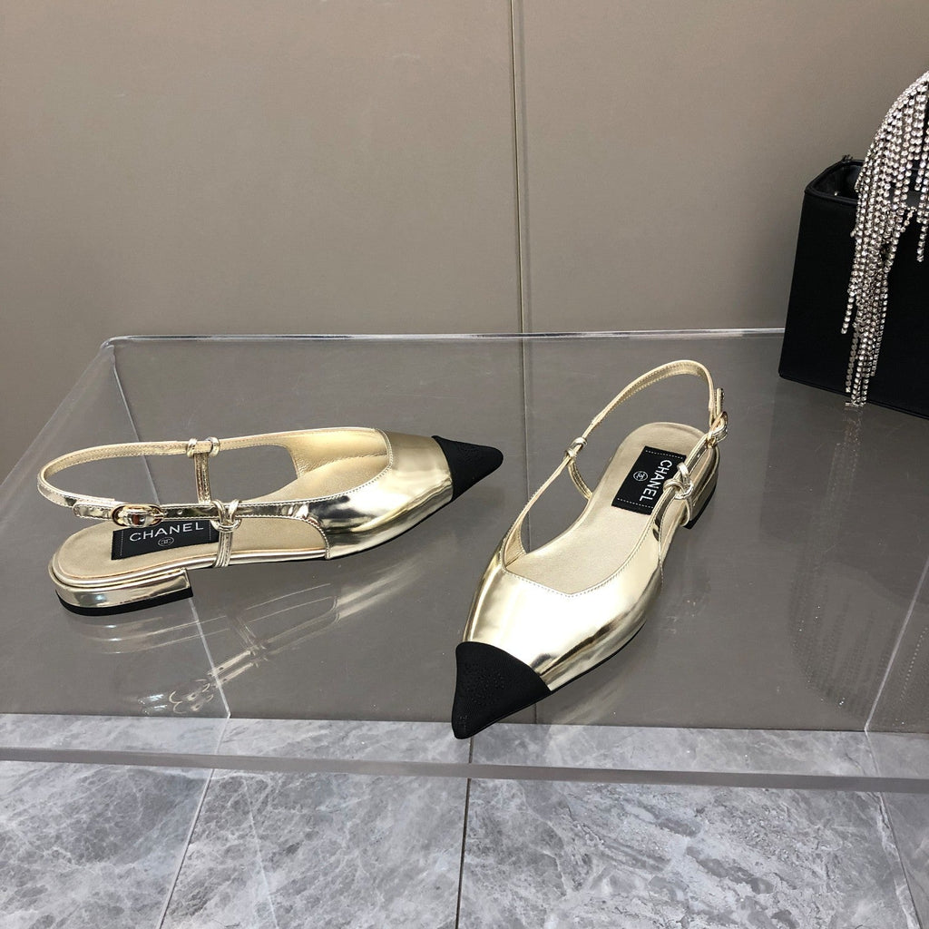 Chanel Sling Back Gold