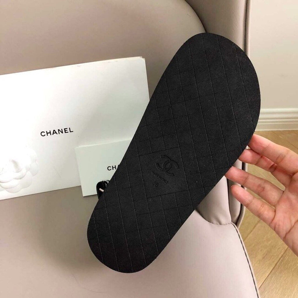 Chanel Rubber Sandals Tweed/Lambskin Leather Spring/Summer Collection Black