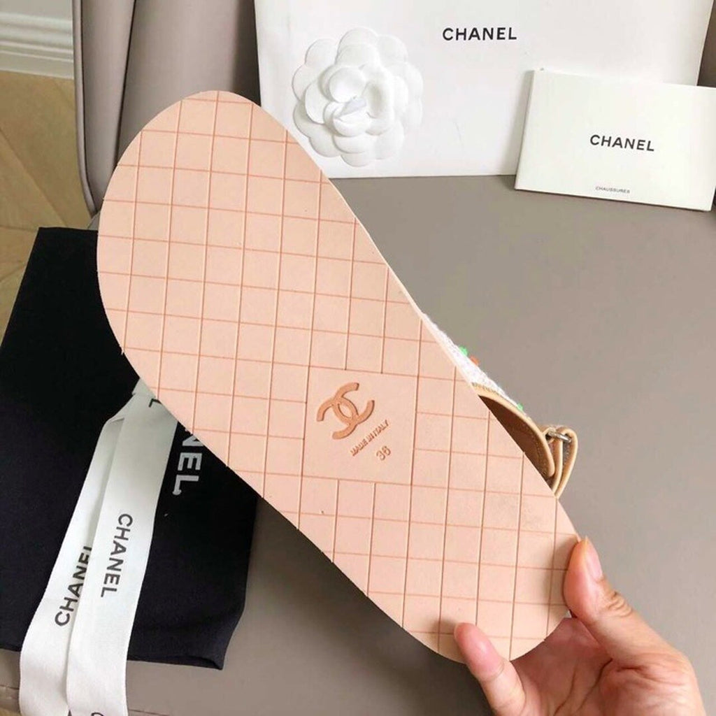 Chanel Rubber Sandals Tweed/Lambskin Leather Spring/Summer Collection Pink