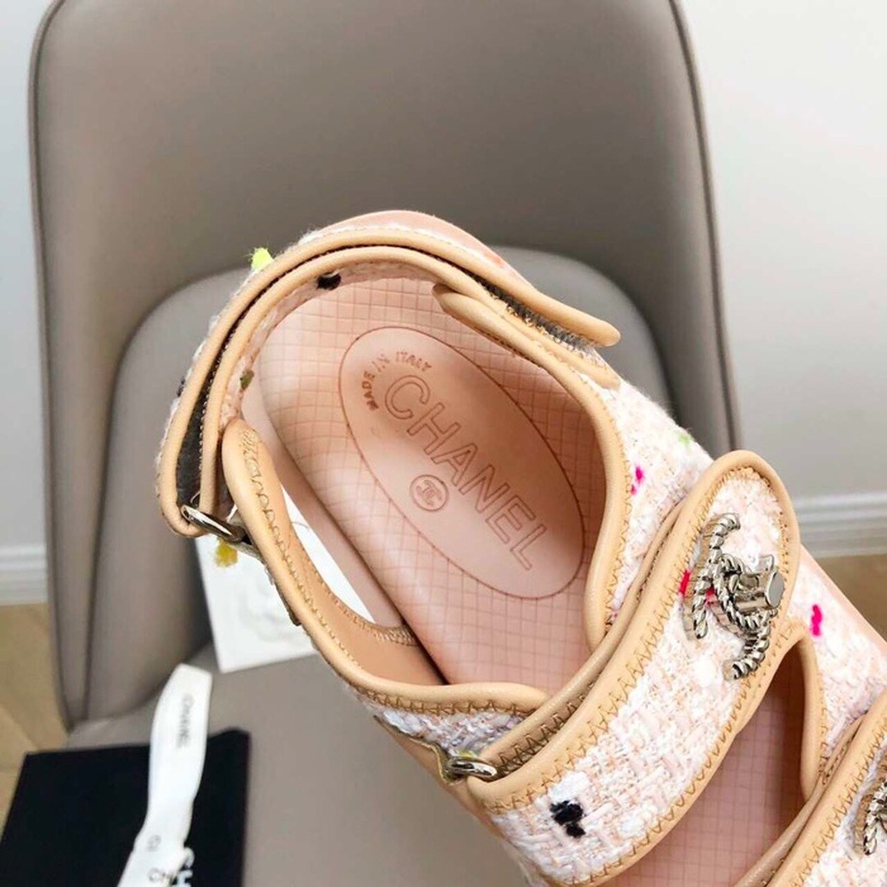 Chanel Rubber Sandals Tweed/Lambskin Leather Spring/Summer Collection Pink