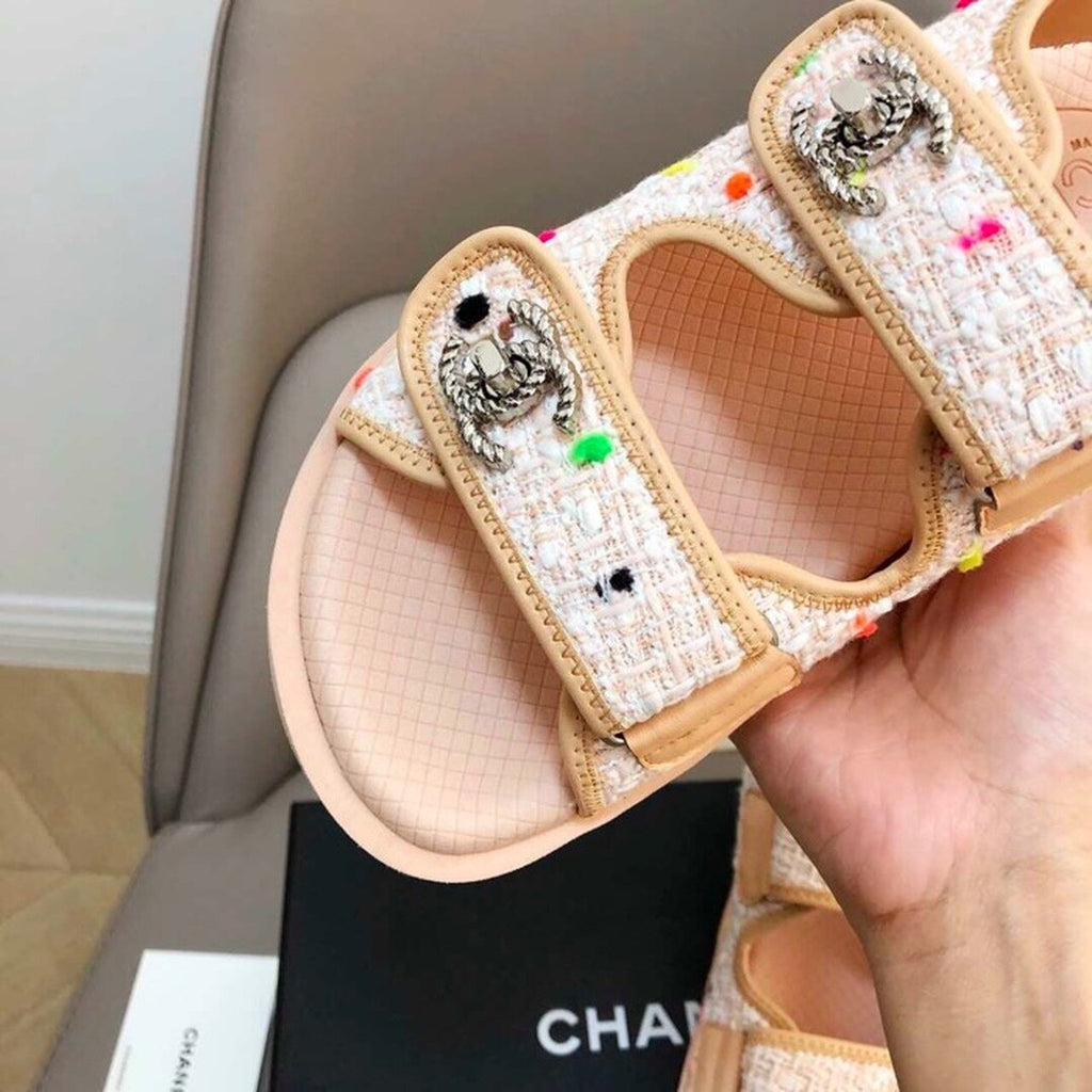 Chanel Rubber Sandals Tweed/Lambskin Leather Spring/Summer Collection Pink