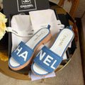 Chanel Mule Sandals Lambskin Leather Spring/Summer Collection Denim Blue