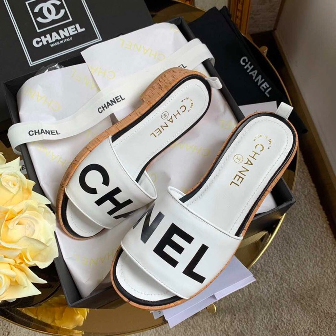 Chanel Mule Sandals Lambskin Leather Spring/Summer Collection Ivory