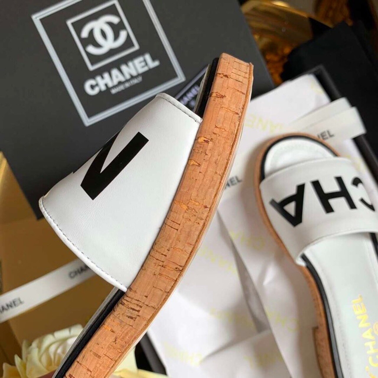 Chanel Mule Sandals Lambskin Leather Spring/Summer Collection Ivory