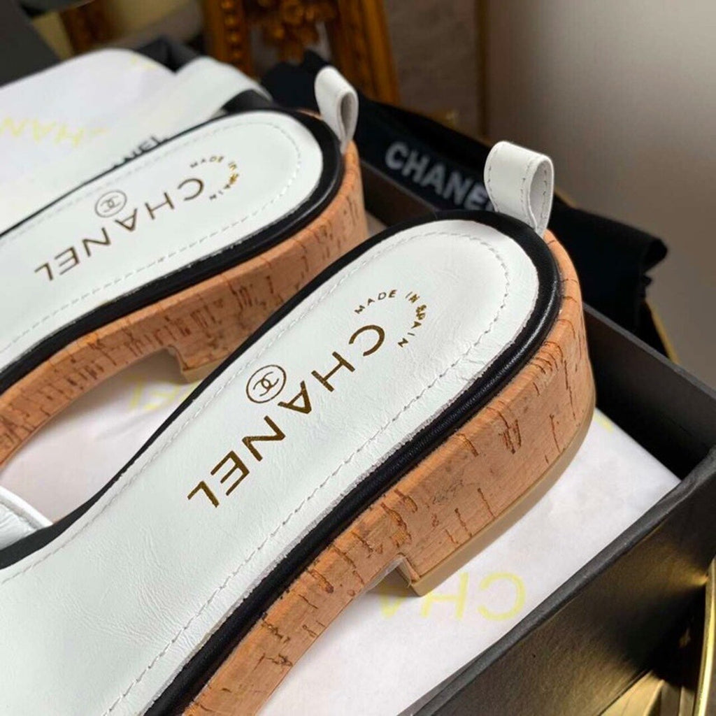 Chanel Mule Sandals Lambskin Leather Spring/Summer Collection Ivory