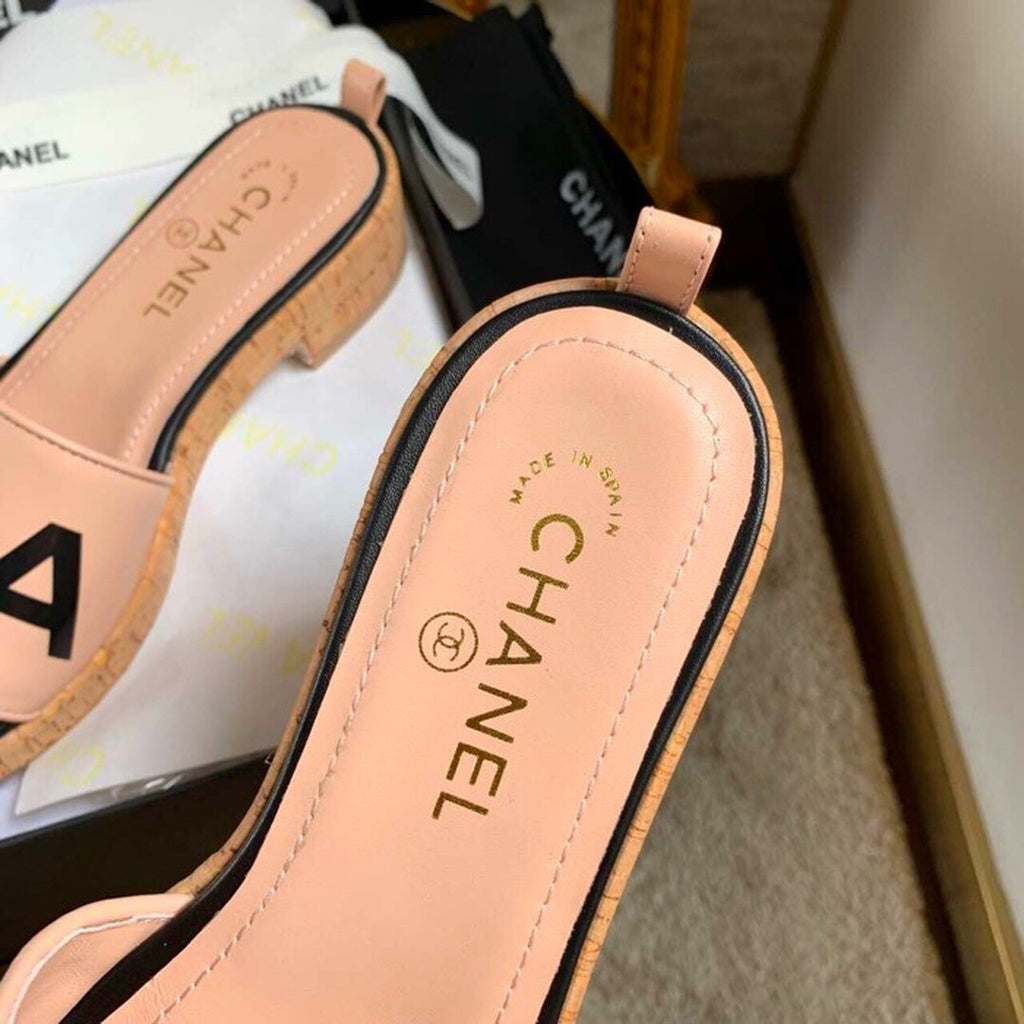 Chanel Mule Sandals Lambskin Leather Spring/Summer Collection Peach