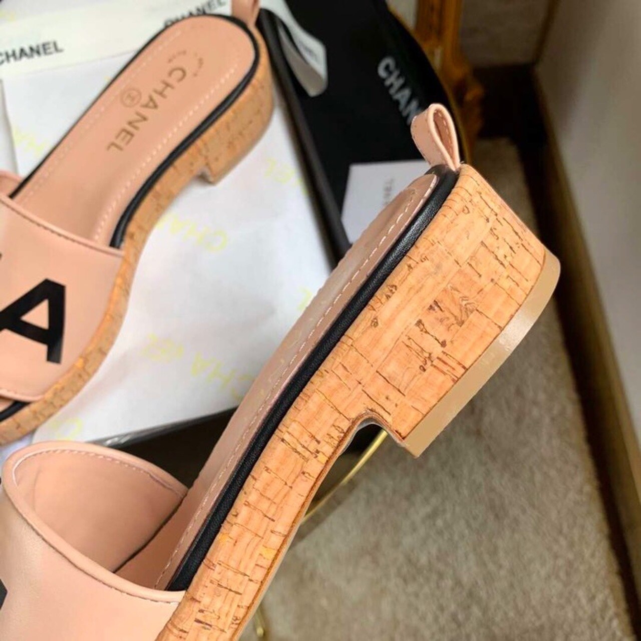 Chanel Mule Sandals Lambskin Leather Spring/Summer Collection Peach