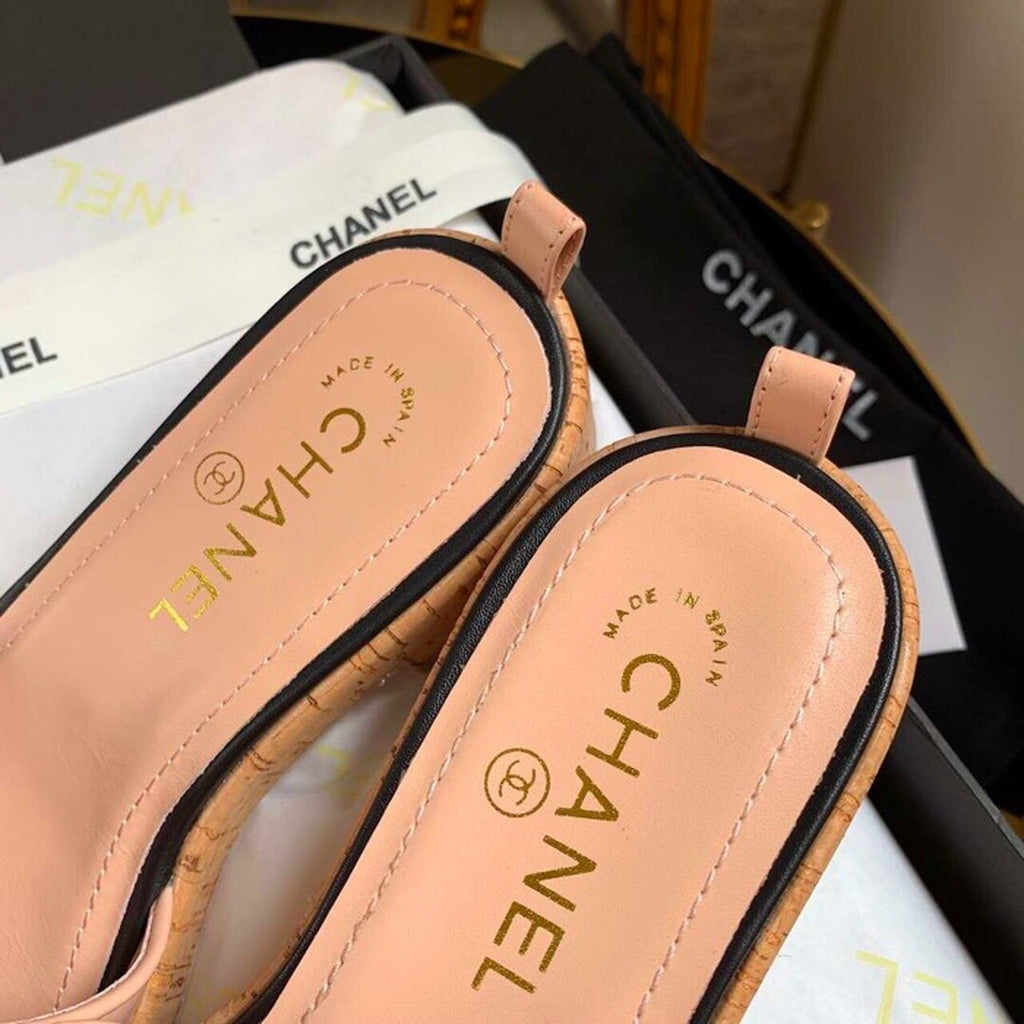 Chanel Mule Sandals Lambskin Leather Spring/Summer Collection Peach