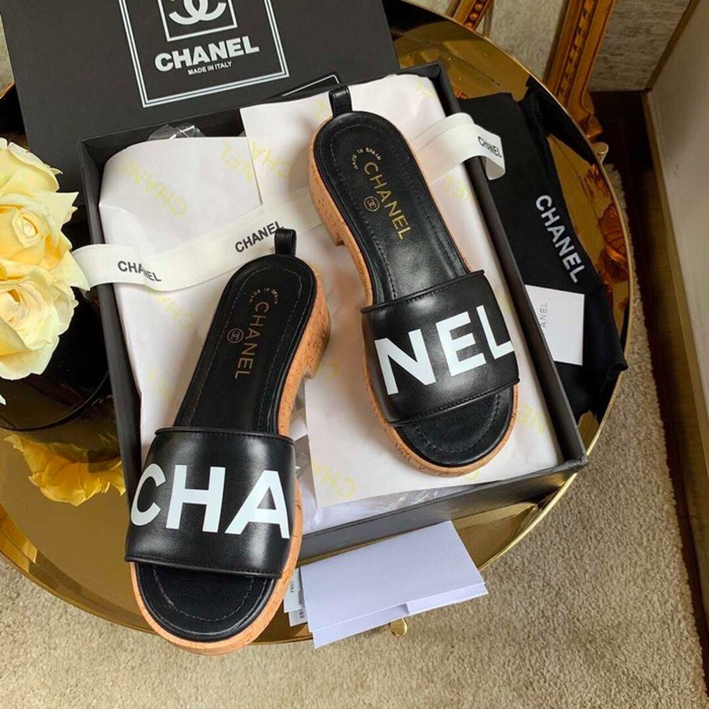 Chanel Mule Sandals Lambskin Leather Spring/Summer Collection Black
