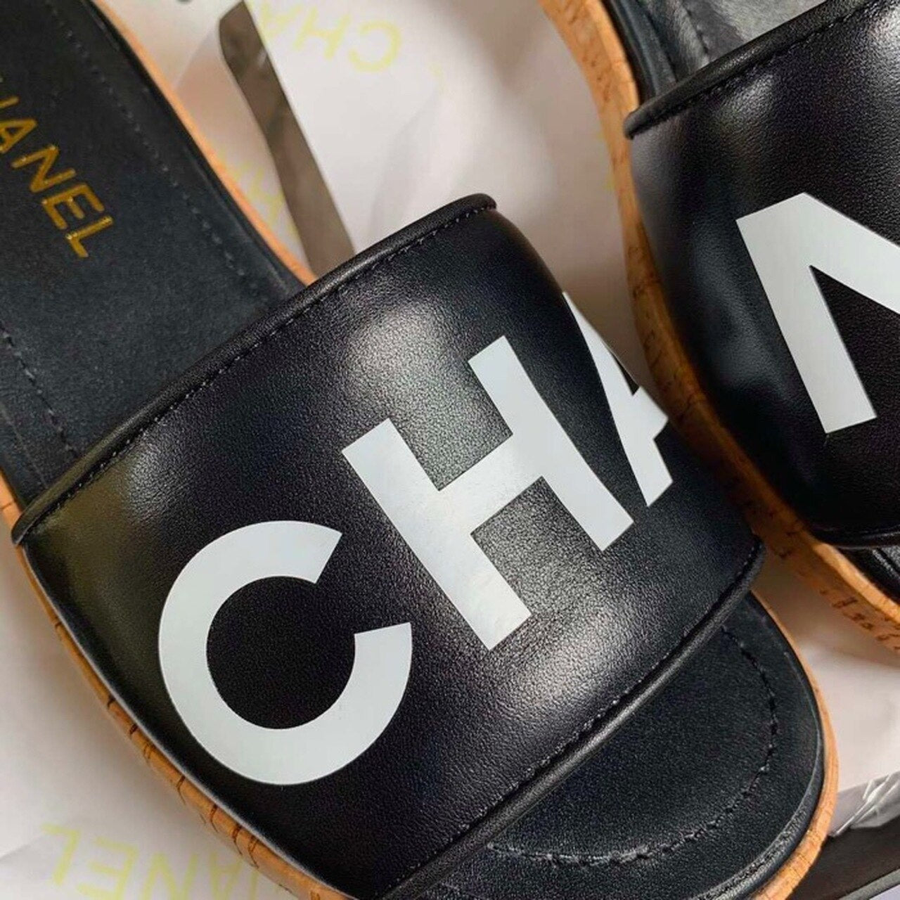 Chanel Mule Sandals Lambskin Leather Spring/Summer Collection Black