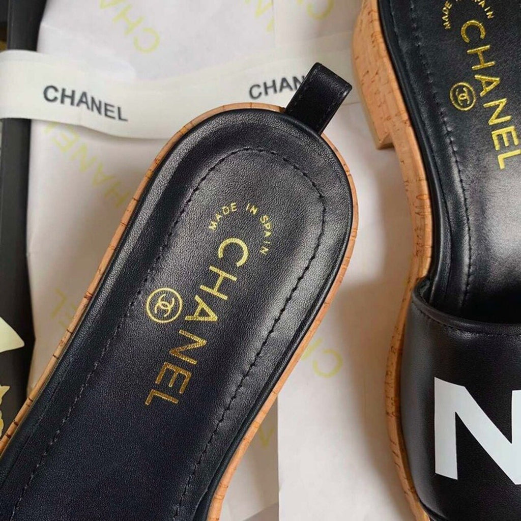 Chanel Mule Sandals Lambskin Leather Spring/Summer Collection Black