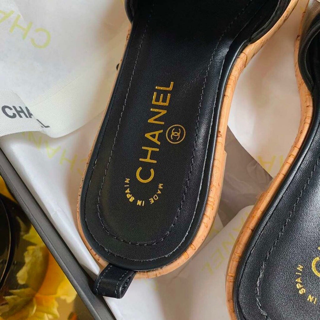 Chanel Mule Sandals Lambskin Leather Spring/Summer Collection Black