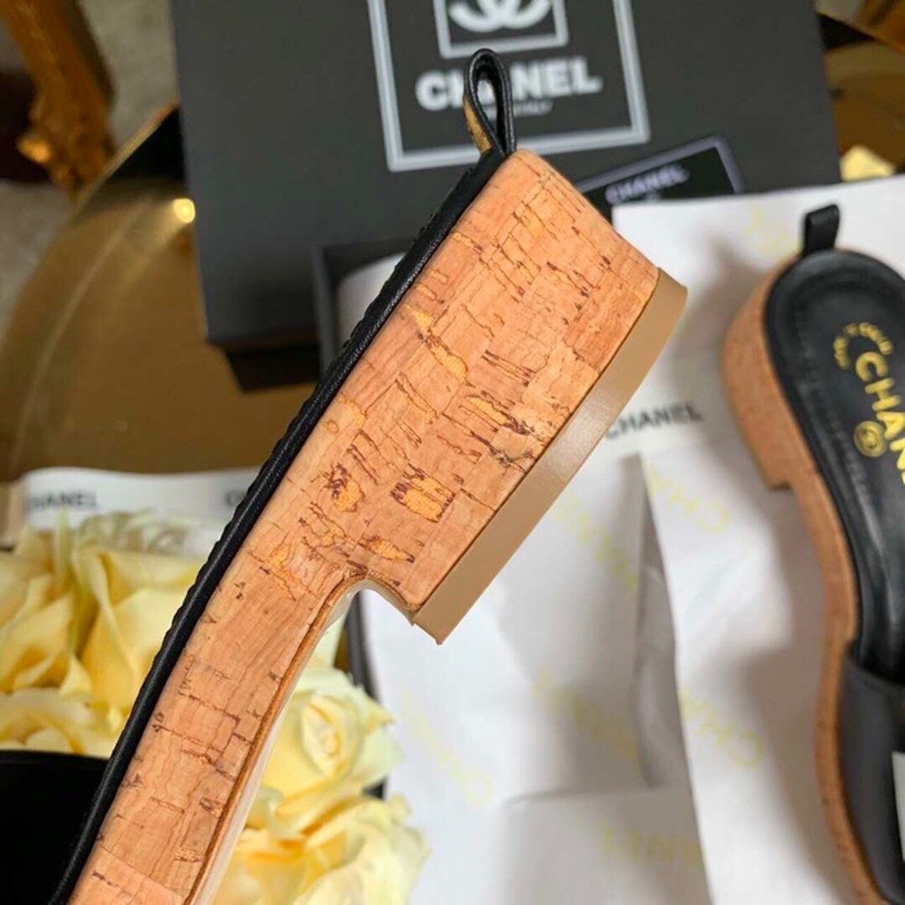 Chanel Mule Sandals Lambskin Leather Spring/Summer Collection Black