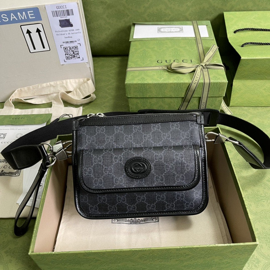 Gucci Messenger Bag With Interlocking G 21cm Black
