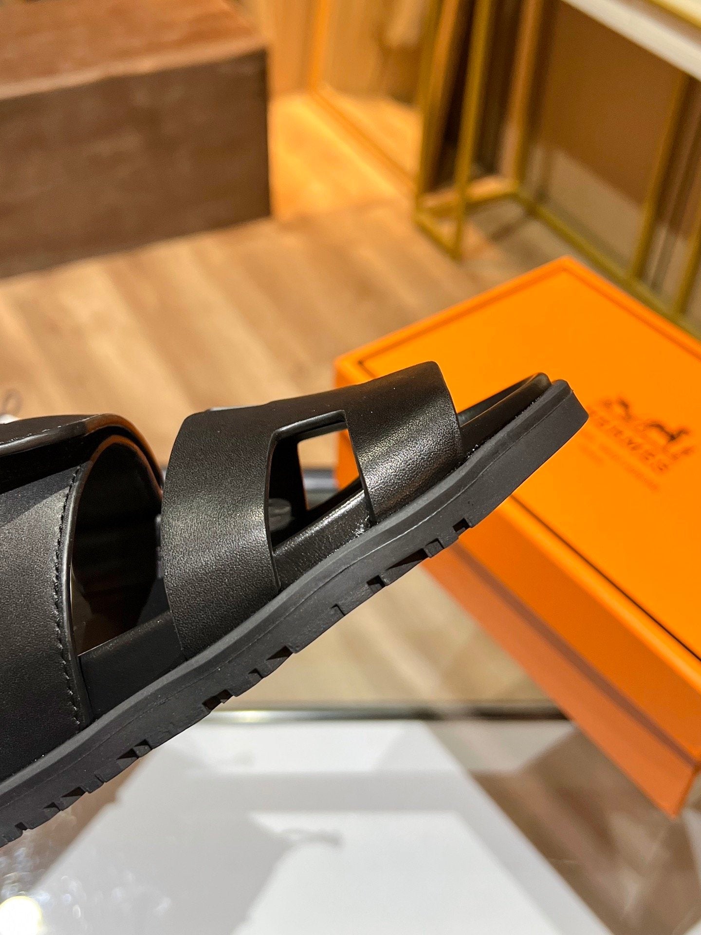 Hermes Oran Sandal Black