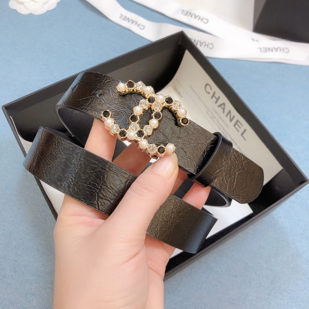 Chanel Belt With Beaded Buckle Brown