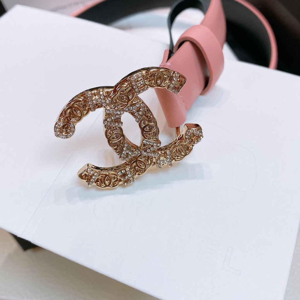 Chanel Belt With Beaded Buckle Pink