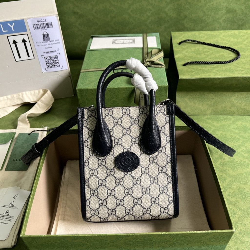 Gucci 671623 Mini Tote Bag With Interlocking G 16cm Beige