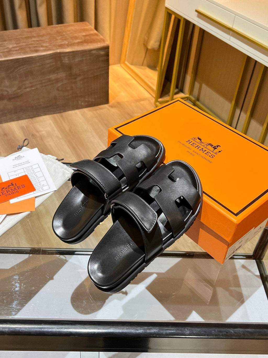 Hermes Oran Sandal Black