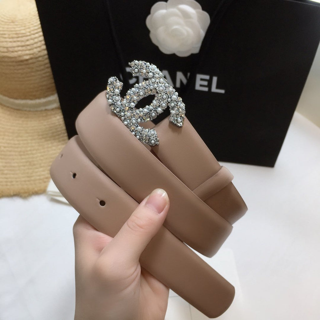 Chanel Belt With Beaded Buckle Pink
